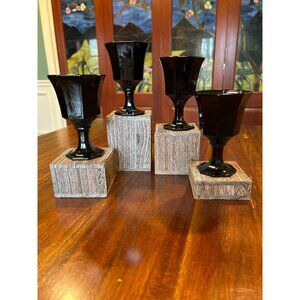 Vintage Independence Black Octagon Glass Wine Cordials.